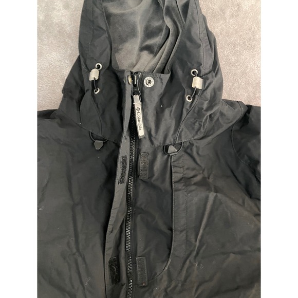 Columbia Womens Waterproof Rain Jacket Black White Piping Hooded Large - Picture 10 of 11